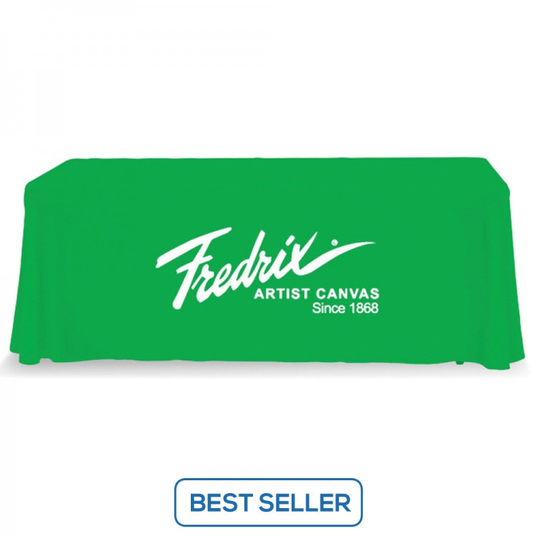 Lime Green Table Throw 1 Color Logo Print 6 ft. or 8ft. ( 3-sided or 4-sided option)